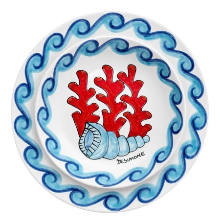 Piatto tondo Folk Corallo Ceramiche De Simone Piatto tondo Folk Corallo Ceramiche De Simone